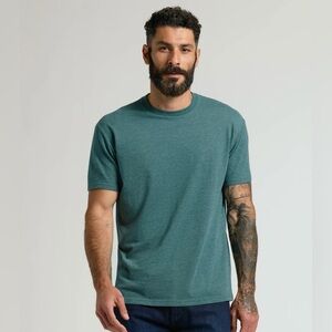 True Classic Men's Short Sleeve Classic Crew Neck Tee in Heather Seafarer